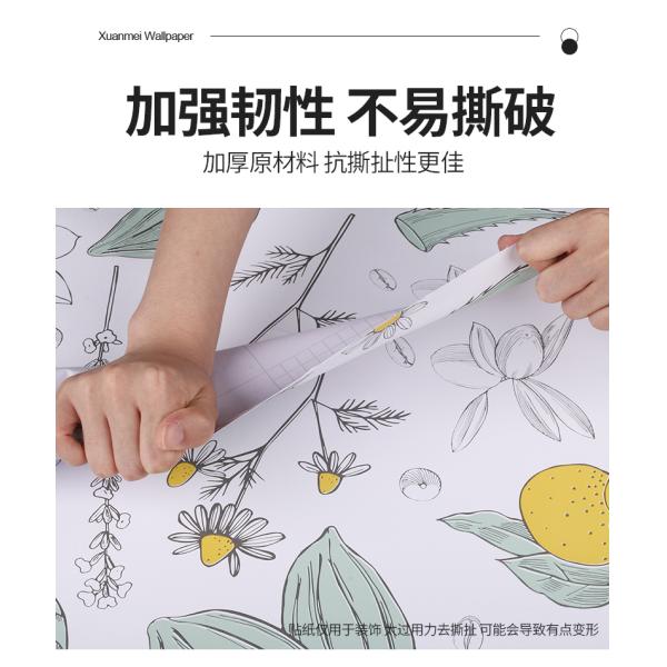 Home Decoration Floral Peel And Stick Wallpaper Glossy Floral Adhesive Contact Paper