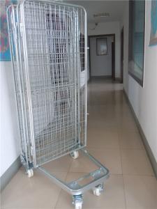 China 2 Way / 4 Way Enter Metal Storage Cages Roll Container Silver Colored on sale