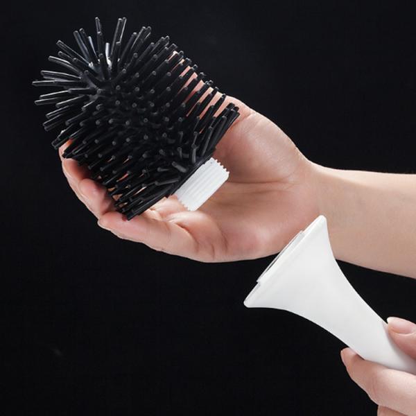 Factory supply Bathroom accessories cleaning household handheld white silicone toilet brush and holder
