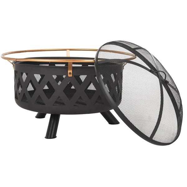 20.1 Pounds Copper And Black Portable Round Charcoal Fire Pit For Gardern