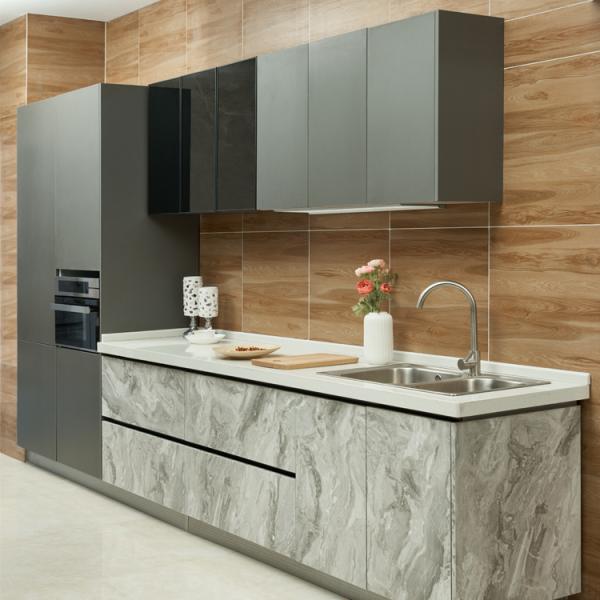 Classic Design ODM Matte Green Kitchen Cabinets PVC Wall Mounted Cabinets