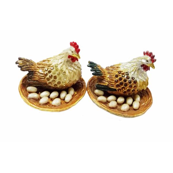 Wholesale pewter zinc alloy hen shape metal trinket box big size pewter hen metal trinket box