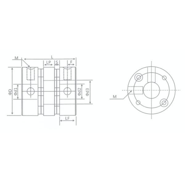 Aluminum Double Set Screw Precision Flexible Shaft Coupling Marine