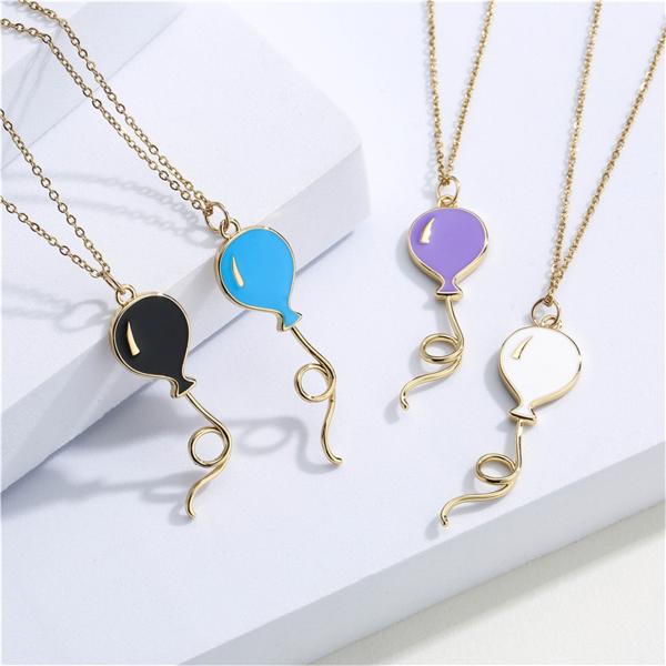 Enamel 18K Gold Jewelry Set Balloon Pendant Necklace Ring And Earring Set