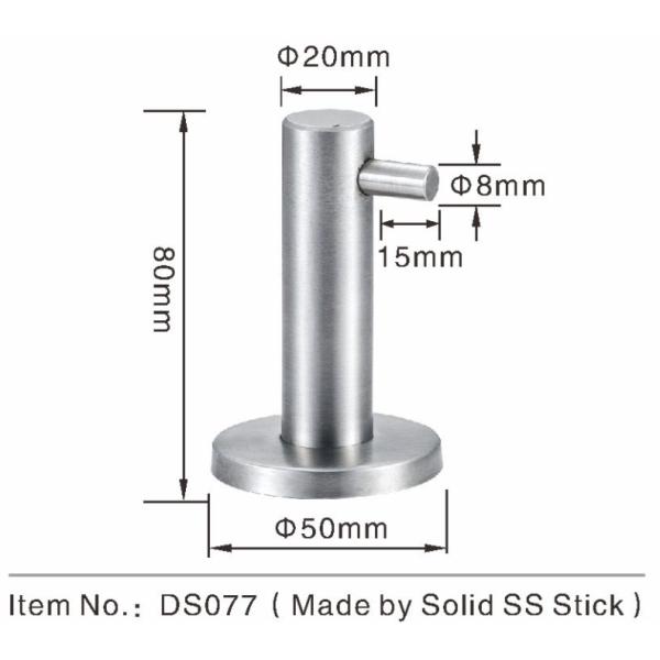 Antirust Stainless Steel Interior Door Stops With Cloth Hook Rubber Striker