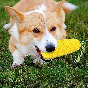Dog Chew Toys for Aggressive Chewers, Indestructible Tough Squeaky Interactive Dog Toys, Puppy Teeth Chew Corn