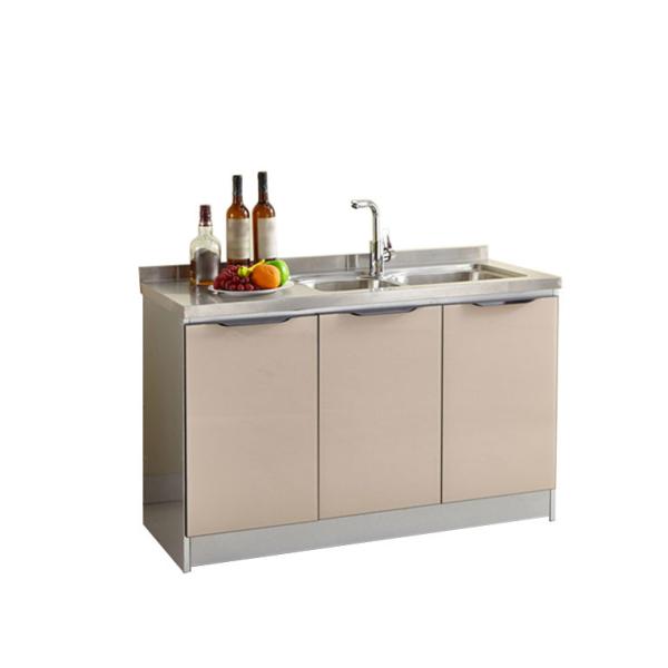 SUS kitchen cabinet, with two sinks.