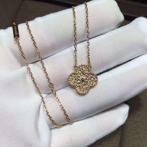 Genuine Van Cleef & Arpels Vintage Alhambra Earring 18K Yellow Gold Necklace and Earrings