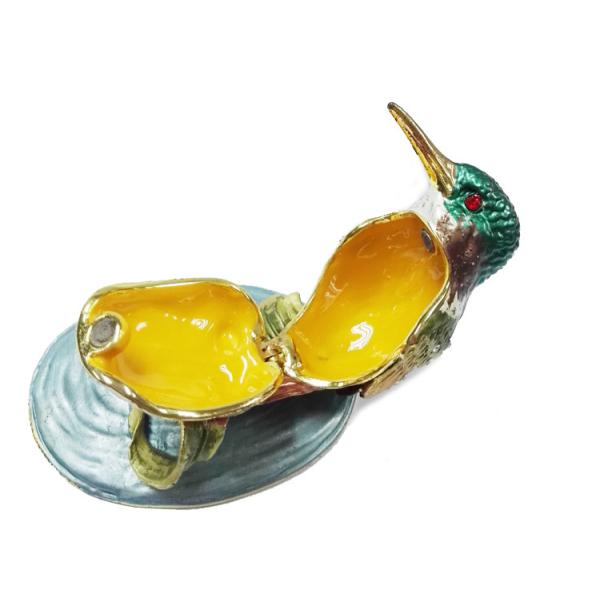 Top sale bird shaped metal jewelry box bird enamel trinket boxes