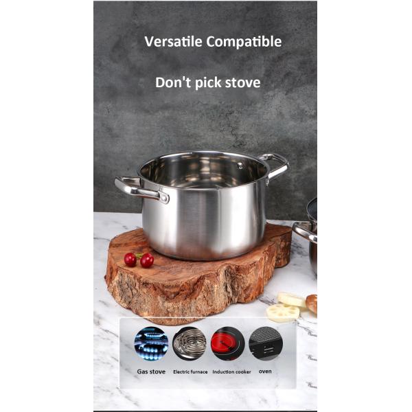 New Arrival 3 Piece Cookware Set Stainless Steel Soup Pot Stock Pot Set Cooking Cookware Set