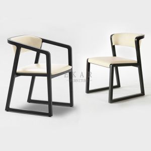 Quality Modern Wood Frame White Leather Dining Chair wholesale