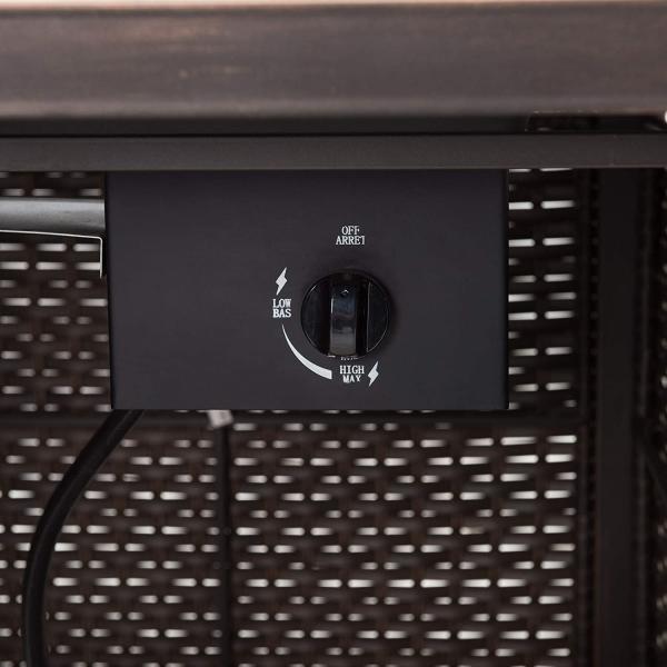 Square Tile Top Modern Propane Fire Pit With All Weather Wicker Powered Brazier