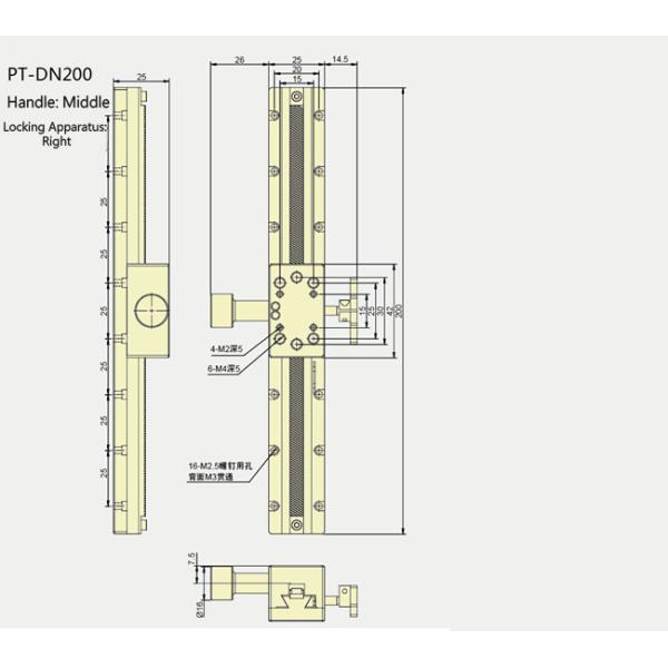 X Axis Manual Linear Stage , Dovetail Slide Bearing Rack And Pinion Slide Table