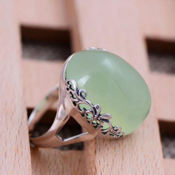 Retro Design Women Thai 925 Sterling Silver Natural Chalcedony Ring (XH036181W)