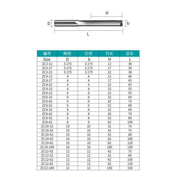 3.175mm-6 Double Straight Groove Milling Cutter Solid Carbide Straight Bit with 3 Years Warranty