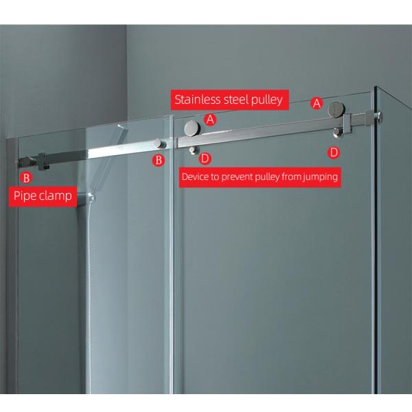 Sliding Shower Room Glass Door Accessories System Hardware Set in Silver/Black/Golden