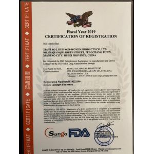 Xiantao Lijun Non-Woven Products Co., Ltd Certifications