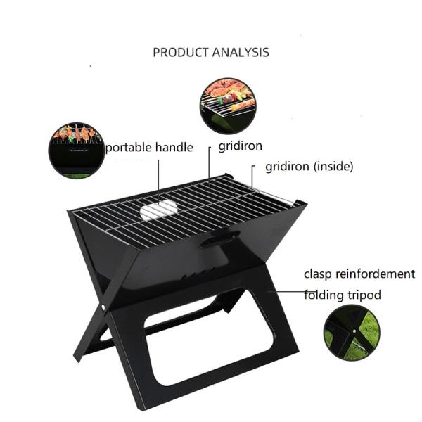 Outdoor Portable Grill Charcoal Grills X Folding Grill BBQ for Camping Easily Cleaned