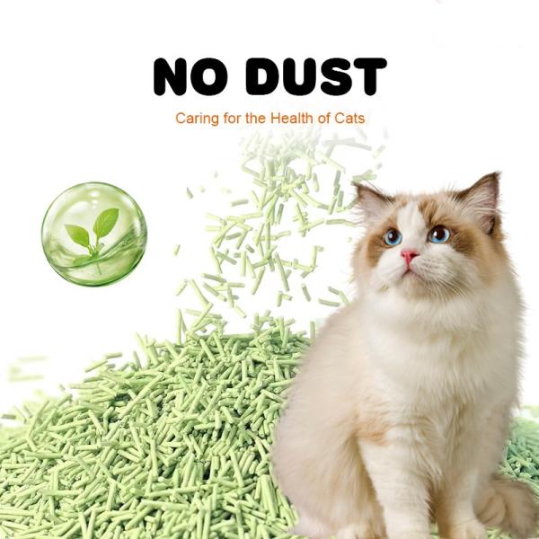 Wholesale Price High Quality Green Tea Scent Efficient Odor Control Clumping Cat Litter 1.5kg/2kg/2.5kg/3kg Eco-Friendly Strip-Shaped Dust Free Pet