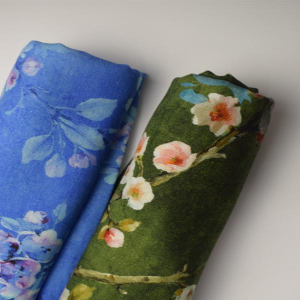 Modern Polyester Cotton Fabrics Ramie Cotton Silk Printed Fabric