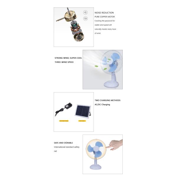 15W Solar Powered Outdoor Fan 3 Gears Adjustment For Home Pedestal Fan