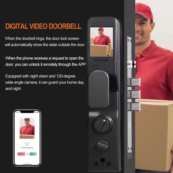 Aluminum Alloy Smart Door Lock Unlock with Tuya Face Password Fingerprint Card and Key