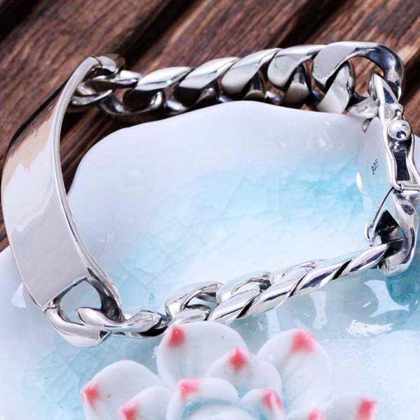 Men Heavy Sterling Silver Chunky Chain Link ID Bracelet (056607)