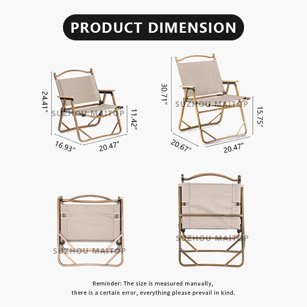 Wood grain aluminum folding camping chair - folded view