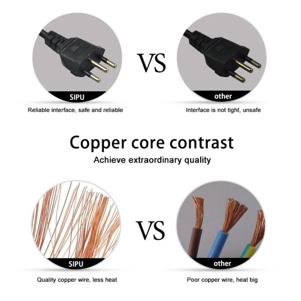 3Pin Brazil Plug Electrical Power Cord 1m 1.5m 1.8m 2m For PC Adapter