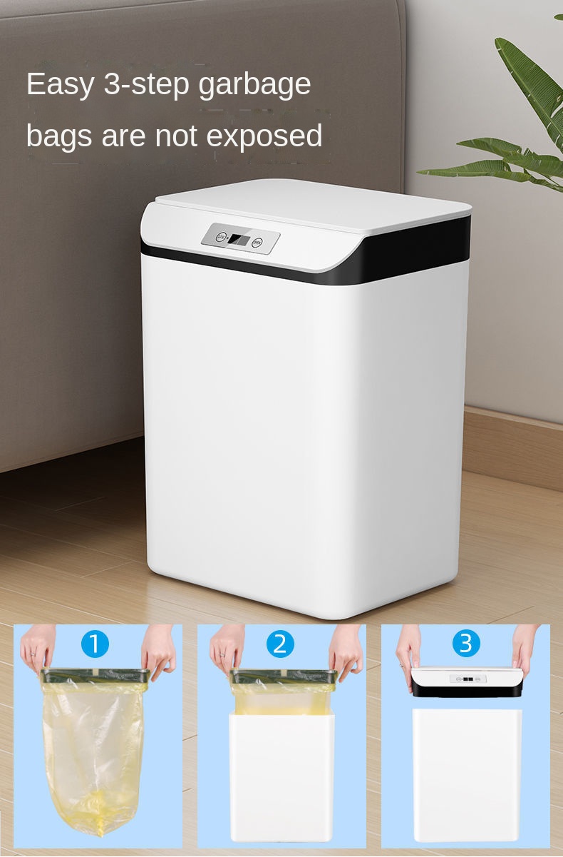 Intelligent Inductive Household Bedroom Living Room Toilet Toilet with Cover Creative Automatic Electric Induction Garbage Can