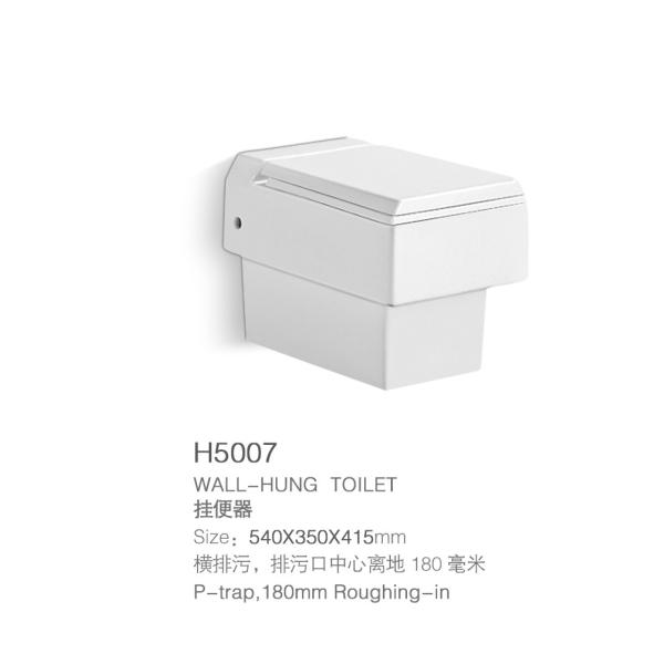 White P Trap Rimless Wall Hung Toilet Bowl One Piece With Bidet