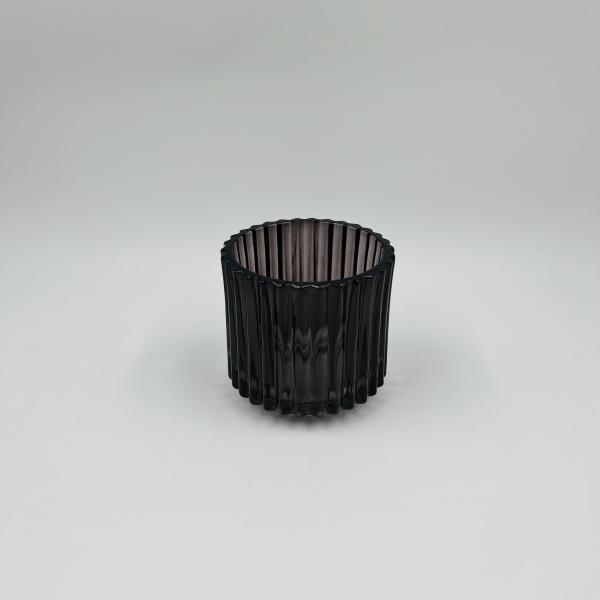 5pcs Glass Bathroom Accessories Set Black With Round Shape Ribbed Vertical Stripe