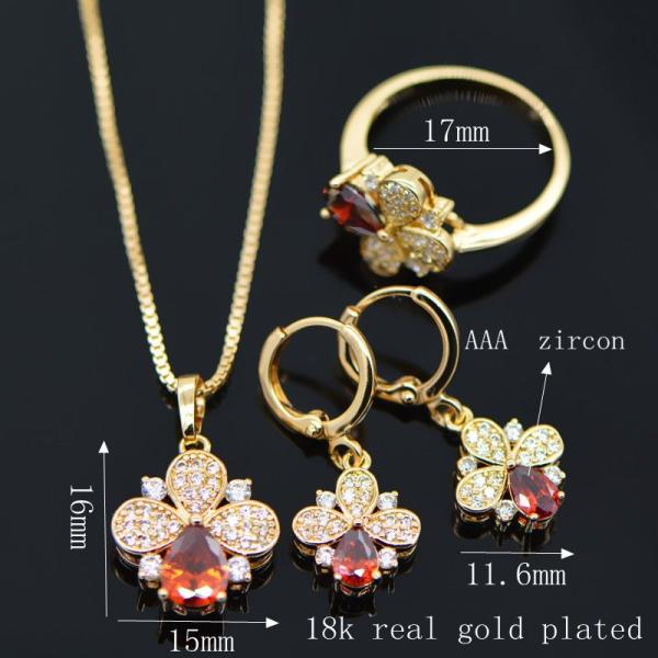 New Trendy Jewelry Set Women Party Gift 18K Real Gold Plated white zircon Crystal Necklace