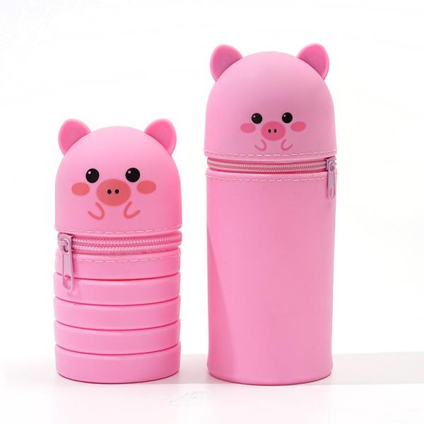 Versatile 2-In-1 Silicone Pencil Holder Pouch Easy To Clean School Office Supplies Kids Stationery For Christmas Gift