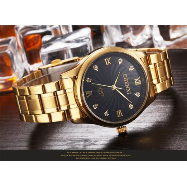 Black White Full Gold Rhinestone Wristwatch Men's Watch Stainless Steel Watches for Man