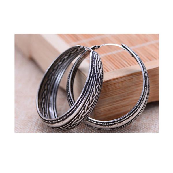 Sterling Silver Hoop Earrings Vintage Style Jewelry (XH041024)