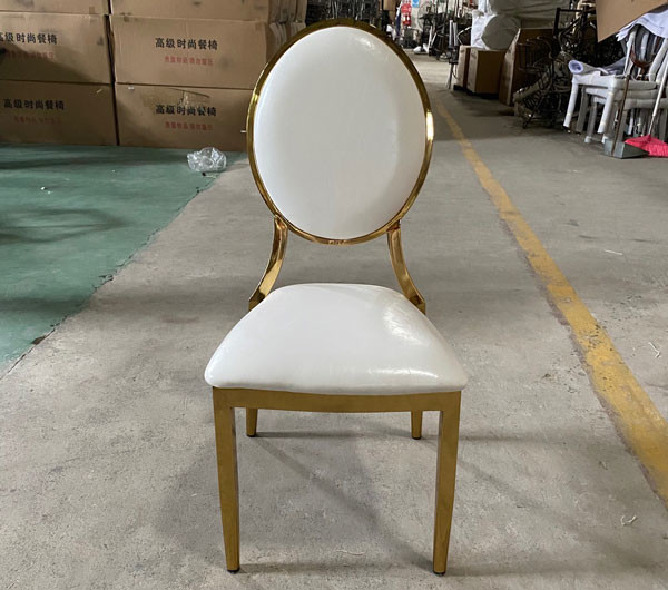 Gold Banquet Dining Chair Luxury White Stainless Steel Hotel Stackable Dining Chairs