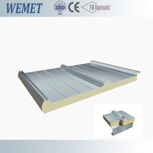 China PUR(Polyurethane)sandwich roof panels 50mm thick heat insulation 500-1000mm width for shopping centers on sale