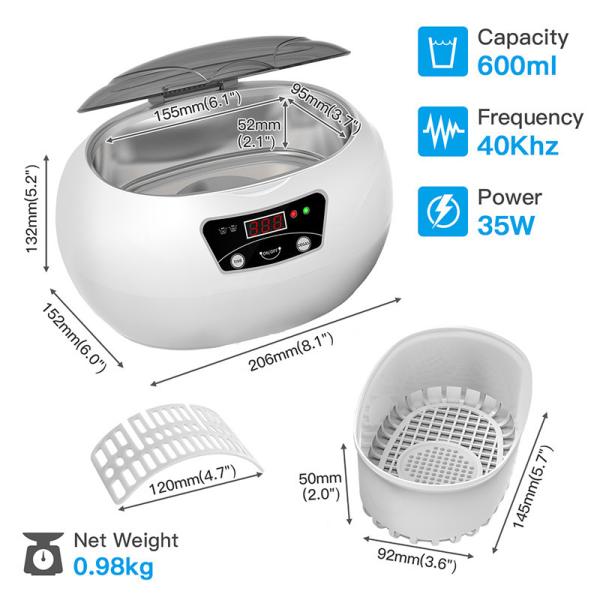 EMC Jewerly Glasses 600ml Tabletop Ultrasonic Cleaner 35W