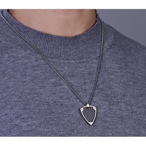 Unique Design Men's Necklaces with Special Shape Rose Gold Edge Stainless Steel Blank Diamond Pendants