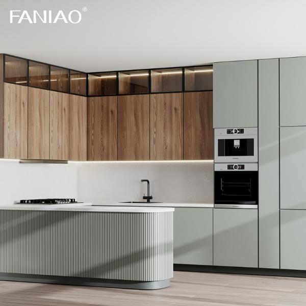 Custom Factory Direct Modern White Traditional Modular Lacquer Finish Handless Plywood Kitchen Cabinets