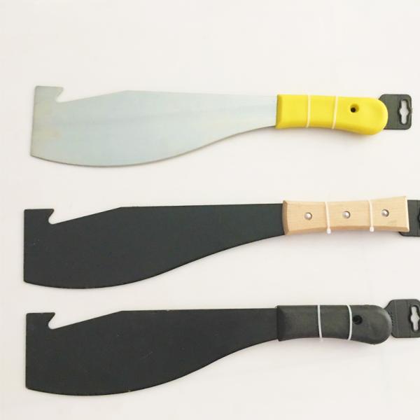 Short Back Harvesting Wooden Handle Machetes Spring Steel Blacked 2.05mm
