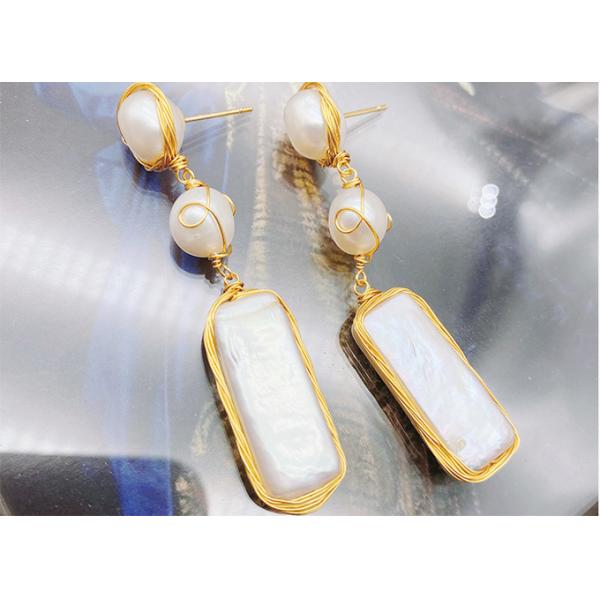 New Women Pearl Earrings Delicate Two-sided Baroque Pearl Earring for Women Shell Earring Girl Gifts Jewelry Wholesale