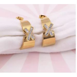 CE Stainless Steel Designer Jewelry X Rhinestone Inlaid Pendant Necklace