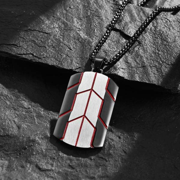 High Quality Stainless Steel Dog Tag Pendant Necklace Jewelry Black Square Pendant Necklace for Men