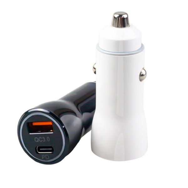 48W Dual-Port USB-C Car Charger,12-24V DC Input ABS+PC Fireproof