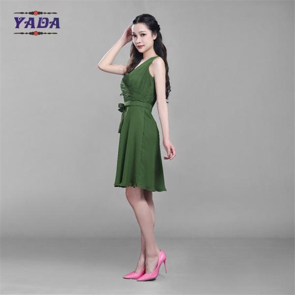 Green color anti-wrinkle elegant party women's loose t-shirt chiffon boutique dress ladies ready made dresses sale