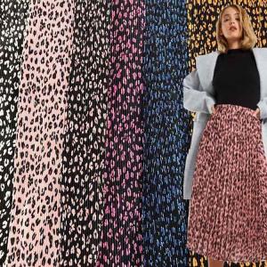 Quality Medium Weight 150cm Polyester Pleated Crepe Fabric Leopard Printed Fabric wholesale