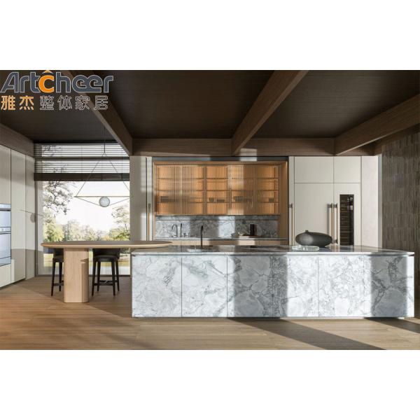 Modern Stylish Kitchen Cabinet with Light Oak Veneer Laminated and Customizable Size
