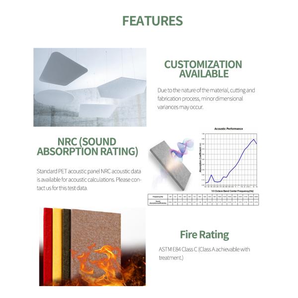 Polyester Fiber Sound Dampening Ceiling Tiles Decorative Design for Hotel